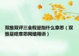 雙推雙評三全程是指什么意思（雙推是啥意思網(wǎng)絡(luò)用語）