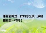 原籍和籍貫一樣嗎怎么填（原籍和籍貫一樣嗎）