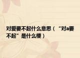 對愛要不起什么意思（“對a要不起”是什么梗）
