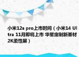 小米12s pro上市時間（小米14 Ultra 11月即將上市 華星定制新基材2K柔性屏）
