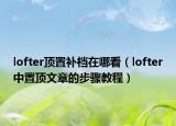 lofter頂置補(bǔ)檔在哪看（lofter中置頂文章的步驟教程）
