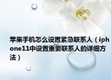 蘋果手機怎么設(shè)置緊急聯(lián)系人（iphone11中設(shè)置重要聯(lián)系人的詳細方法）
