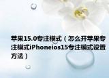 蘋果15.0專注模式（怎么開蘋果專注模式iPhoneios15專注模式設(shè)置方法）