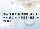 5G+2T 版 9119 元新低：iPad Pro 11 英寸 2021 款清倉(cāng)（日常 16199 元）