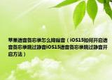 蘋(píng)果語(yǔ)音備忘錄怎么降噪音（iOS15如何開(kāi)啟語(yǔ)音備忘錄跳過(guò)靜音iOS15語(yǔ)音備忘錄跳過(guò)靜音開(kāi)啟方法）
