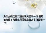 為什么微信朋友圈文字只顯示一行 圖片被隱藏（為什么微信朋友圈文字只顯示一行）