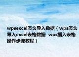 wpsexcel怎么導入數據（wps怎么導入excel表格數據  wps插入表格操作步驟教程）