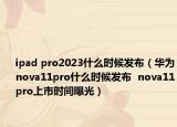 ipad pro2023什么時候發(fā)布（華為nova11pro什么時候發(fā)布  nova11pro上市時間曝光）