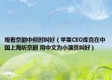 觀看京劇中何時叫好（蘋果CEO庫克在中國上海聽京劇 用中文為小演員叫好）