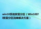 win10系統(tǒng)恢復(fù)分區(qū)（Win10EFI恢復(fù)分區(qū)簡(jiǎn)單解決方案）