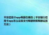 平安信用卡app限額在哪改（平安銀行信用卡app怎么設置支付限額轉賬限額設置方法）