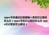 oppo手機(jī)重啟后需要輸入密碼忘記密碼怎么辦（oppo手機(jī)忘記密碼怎么辦 oppo忘記密碼怎么解決）