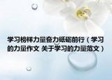 學(xué)習(xí)榜樣力量奮力砥礪前行（學(xué)習(xí)的力量作文 關(guān)于學(xué)習(xí)的力量范文）