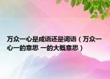 萬眾一心是成語還是詞語（萬眾一心一的意思 一的大概意思）