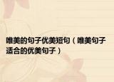 唯美的句子優(yōu)美短句（唯美句子 適合的優(yōu)美句子）