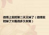 微博上實(shí)時(shí)第二天又掉了（微博實(shí)時(shí)掉了大概得多久恢復(fù)）
