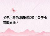 關(guān)于小雪的諺語或知識（關(guān)于小雪的諺語）