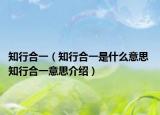 知行合一（知行合一是什么意思 知行合一意思介紹）