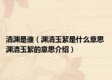 清淵是誰（淵清玉絜是什么意思 淵清玉絜的意思介紹）