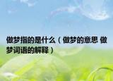 做夢指的是什么（做夢的意思 做夢詞語的解釋）