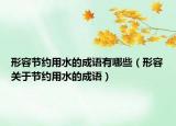 形容節(jié)約用水的成語有哪些（形容關(guān)于節(jié)約用水的成語）