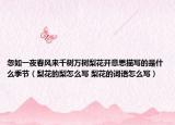 忽如一夜春風(fēng)來千樹萬樹梨花開意思描寫的是什么季節(jié)（梨花的梨怎么寫 梨花的詞語怎么寫）