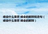 峰會什么意思 峰會的解釋和造句（峰會什么意思 峰會的解釋）