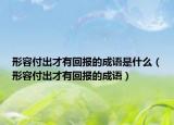 形容付出才有回報(bào)的成語(yǔ)是什么（形容付出才有回報(bào)的成語(yǔ)）