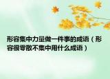 形容集中力量做一件事的成語（形容很零散不集中用什么成語）