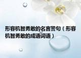 形容機智勇敢的名言警句（形容機智勇敢的成語詞語）