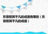 形容極其平凡的成語(yǔ)有哪些（形容極其平凡的成語(yǔ)）