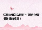 詳細介紹怎么形容?（形容介紹很詳細的成語）