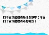 口干舌燥的成語(yǔ)是什么意思（形容口干舌燥的成語(yǔ)還有哪些）