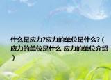 什么是應力?應力的單位是什么?（應力的單位是什么 應力的單位介紹）