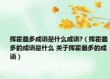 揮霍最多成語是什么成語?（揮霍最多的成語是什么 關(guān)于揮霍最多的成語）