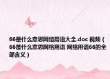 66是什么意思網(wǎng)絡用語大全.doc 視頻（66是什么意思網(wǎng)絡用語 網(wǎng)絡用語66的全部含義）