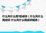 什么風(fēng)什么雨?的成語（什么風(fēng)什么雨成語 什么風(fēng)什么雨成語精選）