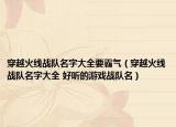 穿越火線戰(zhàn)隊(duì)名字大全要霸氣（穿越火線戰(zhàn)隊(duì)名字大全 好聽的游戲戰(zhàn)隊(duì)名）