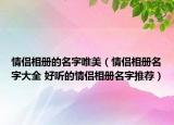 情侶相冊(cè)的名字唯美（情侶相冊(cè)名字大全 好聽(tīng)的情侶相冊(cè)名字推薦）