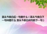 露從今夜白后一句是什么（露從今夜白下一句詩是什么 露從今夜白詩句的下一句）
