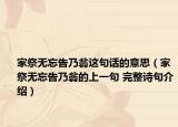 家祭無忘告乃翁這句話的意思（家祭無忘告乃翁的上一句 完整詩句介紹）