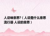 人設啥意思?（人設是什么意思流行語 人設的意思）