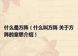 什么是方陣（什么叫方陣 關于方陣的意思介紹）