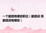 一個劇組有哪些職位（劇組詞 用劇組詞有哪些）