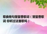 歌曲有句楚留香歌詞（楚留香歌詞 你聽過這首歌嗎）
