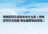 微電影初見(jiàn)是想表達(dá)什么的（微電影初見(jiàn)主題曲 那是最真摯的愛(ài)情）