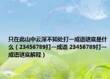 只在此山中云深不知處打一成語(yǔ)謎底是什么（23456789打一成語(yǔ) 23456789打一成語(yǔ)謎底解釋）