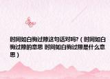 時(shí)間如白駒過(guò)隙這句話對(duì)嗎?（時(shí)間如白駒過(guò)隙的意思 時(shí)間如白駒過(guò)隙是什么意思）