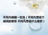 不同凡響猜一生肖（不同凡想這個成語的意思 不同凡想是什么意思）