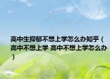 高中生抑郁不想上學怎么辦知乎（高中不想上學 高中不想上學怎么辦）